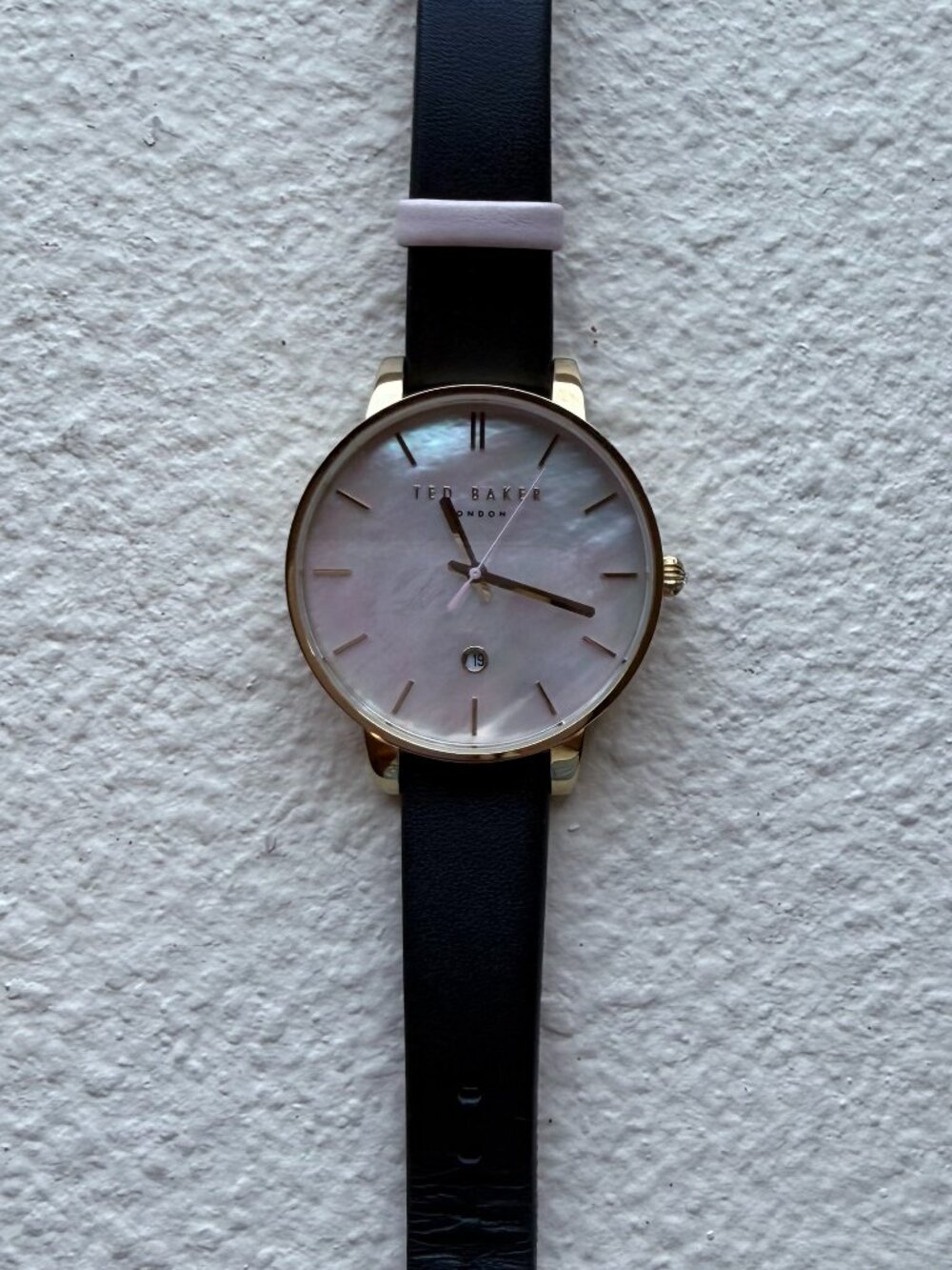 Ted Baker London Mother of Pearl Watch Gold Tone Leather Strap